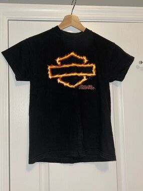 Harley-Davidson Black Short-Sleeve Tee with Flame Bar & Shield Graphic Child